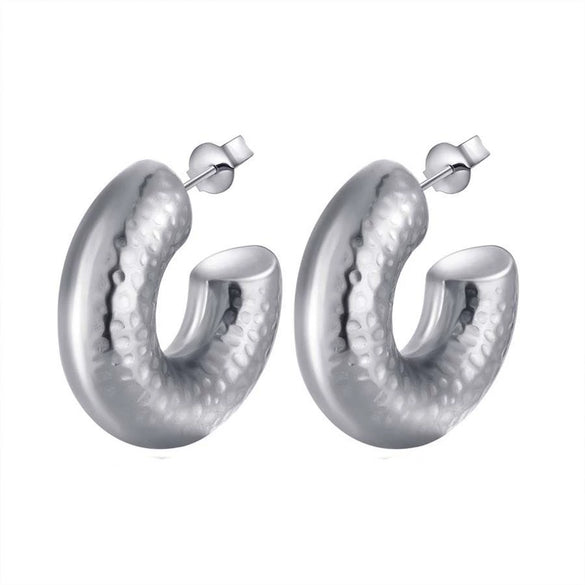 Titanium Steel Hollow Earrings With Cartoon And Geometric Style Vacuum Plating In Furnace Unisex