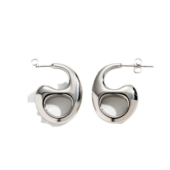 Titanium Steel Hollow Heart Shaped Light Luxury Style Ear Jewelry With Letters Numbers Text Pattern And Electroplating Design