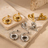 Titanium Steel Hollow Heart Shaped Light Luxury Style Ear Jewelry With Letters Numbers Text Pattern And Electroplating Design