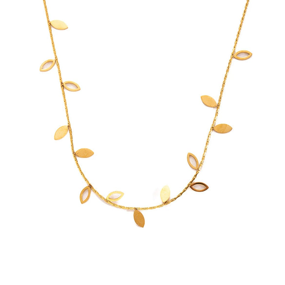 Titanium Steel Hollow Leaf Love Star Necklace For Women With Electroplating Design