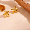 Titanium Steel Hollow Starfish Earrings And Necklace With Snake Chain And Plant Flowers Pattern 18Pvd Electroplated For Women