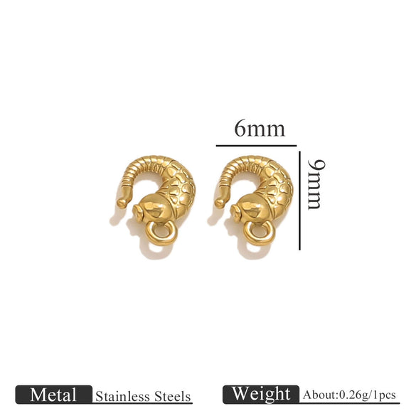 Titanium Steel Hook Buckles Jewelry Connecting Buckles For Bracelets Necklaces Handmade Diy Accessories With Totem Pattern Electroplated