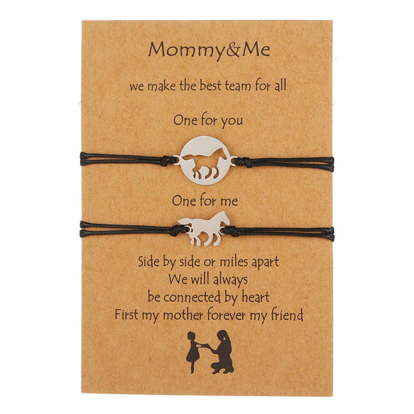 Titanium Steel Horse Animals Zodiac Bracelet Set For Parentchild Couple Friends