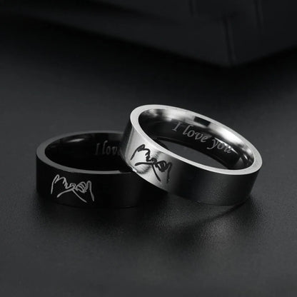 Titanium Steel I Love You Hand In Hand Couple Ring Set