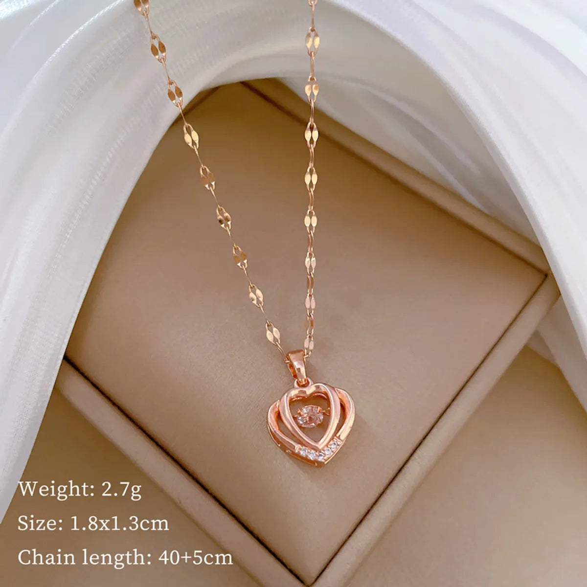 Titanium Steel IG Style Heart Shape Hollow Out Inlay Artificial Gemstones Pendant Necklace