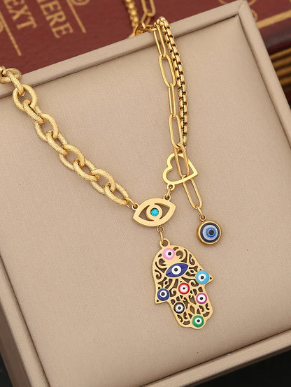 Titanium Steel IG Style Lady Bohemian Enamel Water Droplets Heart Shape Bell Jewelry Set