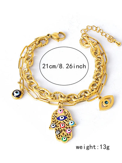 Titanium Steel IG Style Lady Bohemian Enamel Water Droplets Heart Shape Bell Jewelry Set