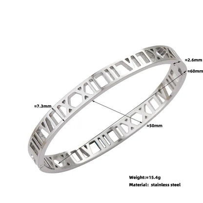 Titanium Steel IG Style Roman Numeral Plating Bangle