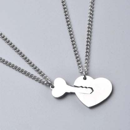 Titanium Steel IG Style Simple Style Letter Heart Shape Key Pendant Necklace