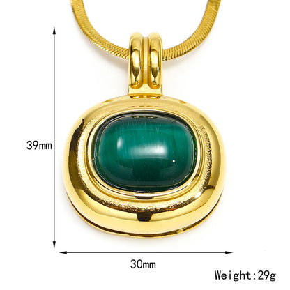 Titanium Steel IG Style Simple Style Oval Plating Inlay Turquoise Opal Tiger Eye Pendant Necklace