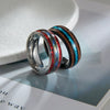 Titanium Steel Inlaid Acacia Wood Imitation Opal Abalone Ushaped Ring Hand Jewelry Electroplating