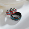 Titanium Steel Inlaid Acacia Wood Imitation Opal Abalone Ushaped Ring Hand Jewelry Electroplating