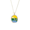 Titanium Steel Inlaid Pearl Oil Painting Necklace For Women With Electroplating Treatment