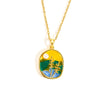 Titanium Steel Inlaid Pearl Oil Painting Necklace For Women With Electroplating Treatment