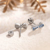 Titanium Steel Inlaid Zircon Bow Style Women's Earrings