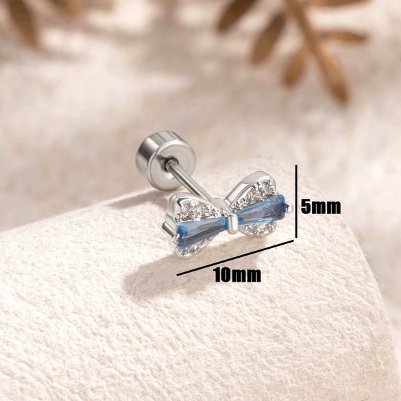 Titanium Steel Inlaid Zircon Bow Style Women's Earrings