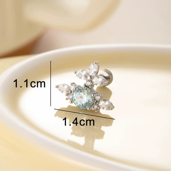 Titanium Steel Inlaid Zircon Cross Saturn Lady Earrings