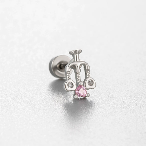 Titanium Steel Inlaid Zircon Ear Nail For Women Cute High Sense