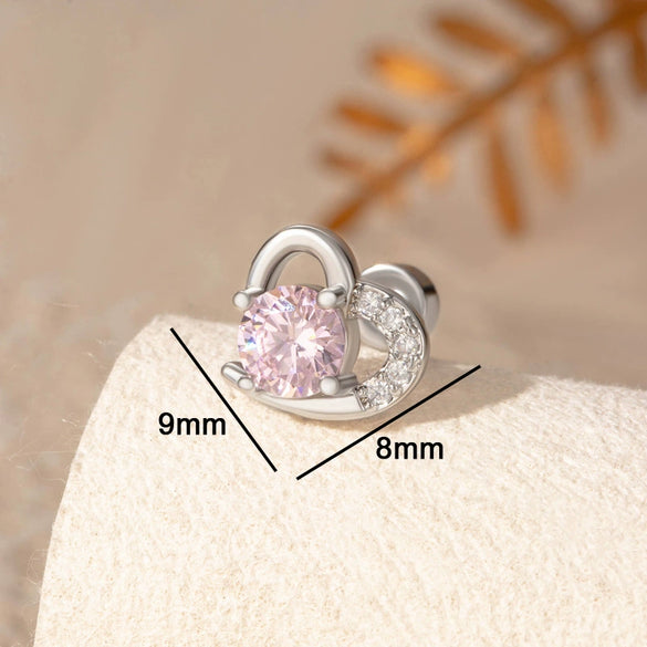 Titanium Steel Inlaid Zircon Heart Shape Women's Earrings