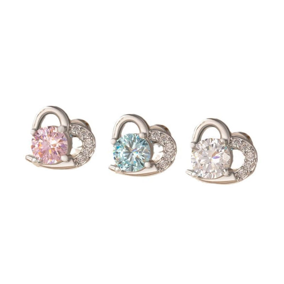 Titanium Steel Inlaid Zircon Heart Shape Women's Earrings