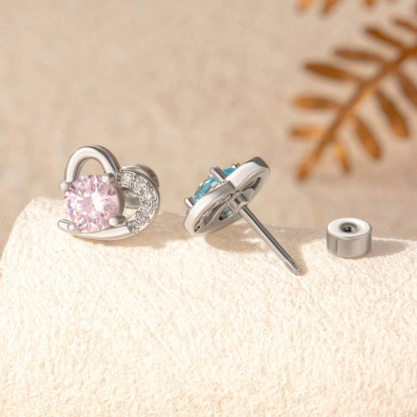 Titanium Steel Inlaid Zircon Heart Shape Women's Earrings