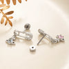 Titanium Steel Inlaid Zircon Saturn Pendant Women's Ear Bone Nail Earrings High Sense Style