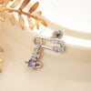 Titanium Steel Inlaid Zircon Saturn Pendant Women's Ear Bone Nail Earrings High Sense Style