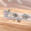 Titanium Steel Inlaid Zircon Snowflake Earrings For Women