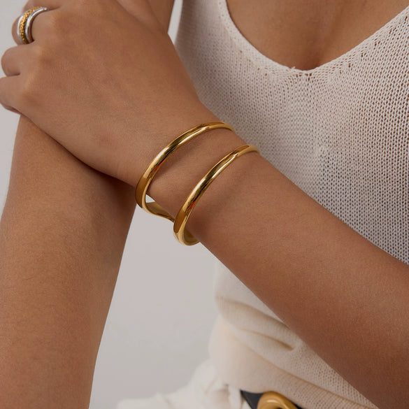Titanium Steel Ins Style Electroplated Open Bracelet