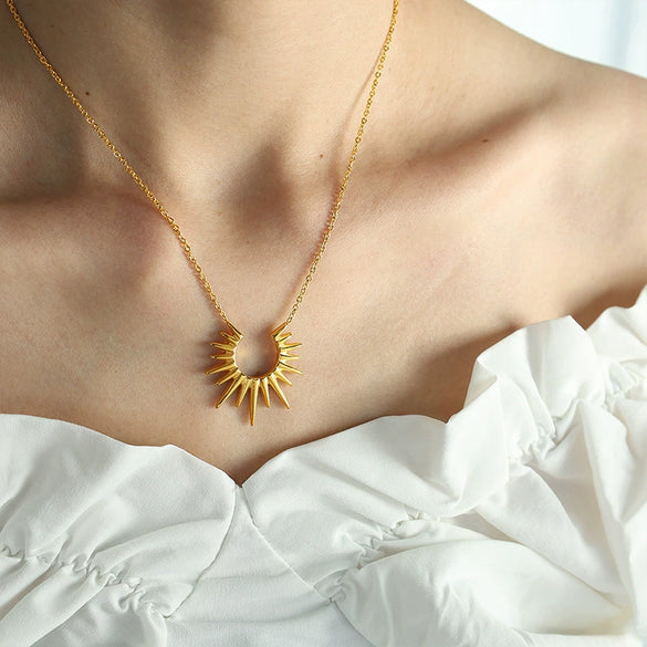 316L Stainless Steel Ins Style Sun Awn Star Clavicle Chain Electroplated Women's Necklace