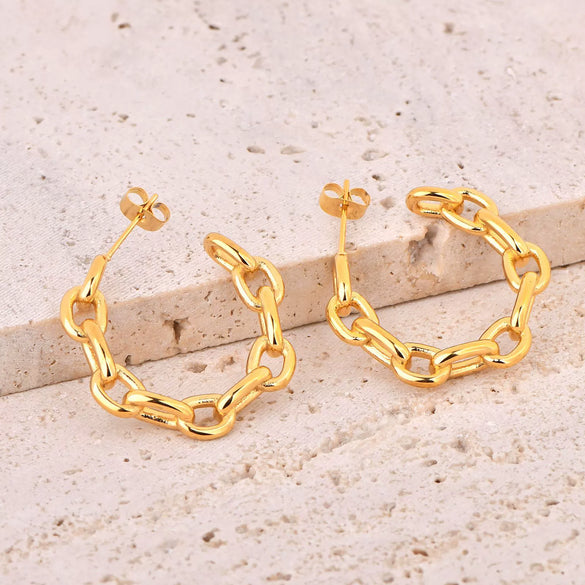 Titanium Steel Interlocking Cshaped Electroplated Geometric Women's Earrings
