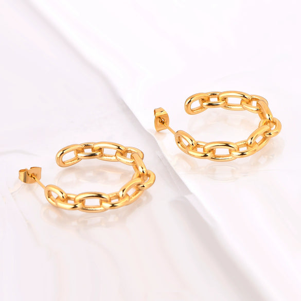 Titanium Steel Interlocking Cshaped Electroplated Geometric Women's Earrings