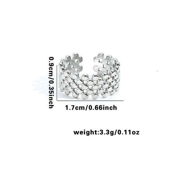 Titanium Steel Irregular Geometric Hollow Multilayer Electroplated Unisex Ring