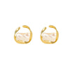 Titanium Steel Irregular Geometric Inlaid Pearl Electroplated Women's Light Luxury Earrings