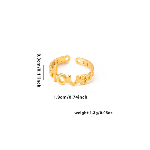 Titanium Steel Irregular Open Type Unisex Ring With Heart Shape Flower Leaves Letters Numbers Text Pattern And Electroplating