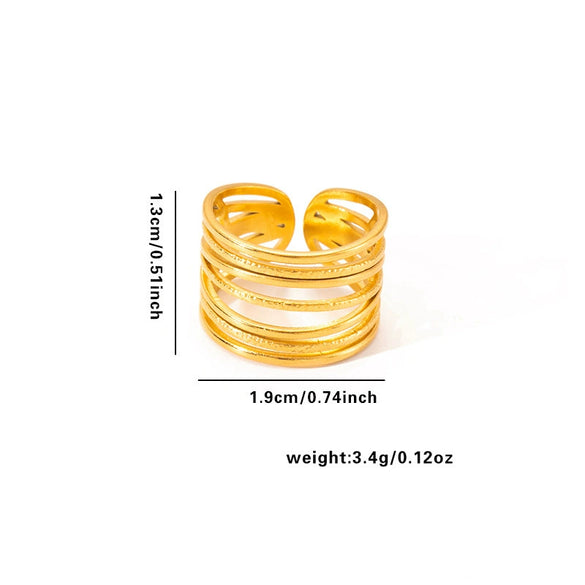 Titanium Steel Irregular Open Type Unisex Ring With Heart Shape Flower Leaves Letters Numbers Text Pattern And Electroplating