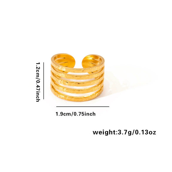 Titanium Steel Irregular Open Type Unisex Ring With Heart Shape Flower Leaves Letters Numbers Text Pattern And Electroplating