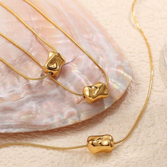 316L Stainless Steel Irregular Twist Pipe Pendant Necklace Plated 18K Gold