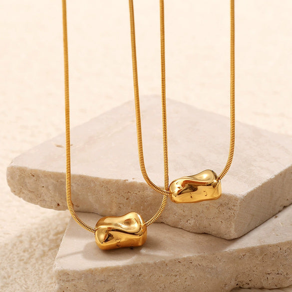 316L Stainless Steel Irregular Twist Pipe Pendant Necklace Plated 18K Gold