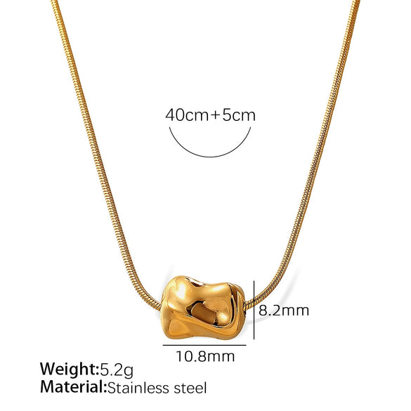 316L Stainless Steel Irregular Twist Pipe Pendant Necklace Plated 18K Gold