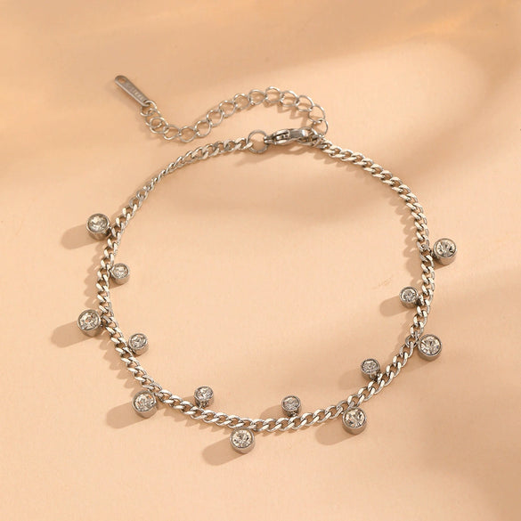 Titanium Steel Irregular Zircon Anklet For Women Electroplating Cartoon And Plants Flowers Style