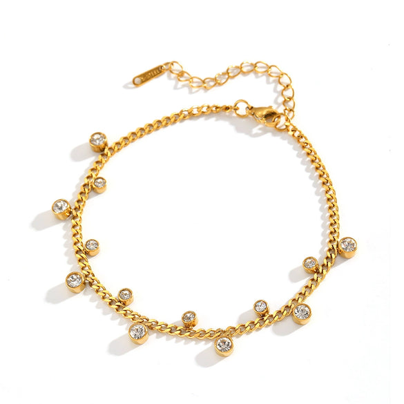 Titanium Steel Irregular Zircon Anklet For Women Electroplating Cartoon And Plants Flowers Style