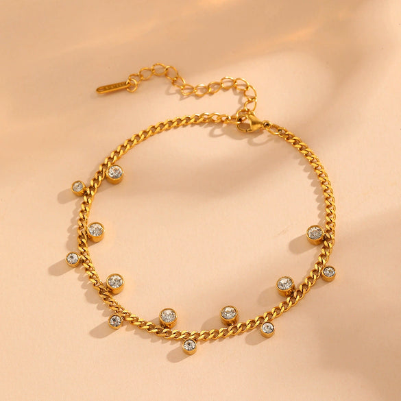 Titanium Steel Irregular Zircon Anklet For Women Electroplating Cartoon And Plants Flowers Style