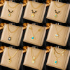 Titanium Steel Jewelry Clavicle Chain Double Layer Retro Beaded Blue Eye Pendant Necklace Electroplated Fashion Design