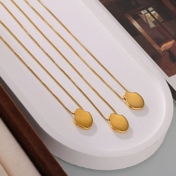 316L Stainless Steel Jewelry Concave Irregular Round Pendant Necklace With Geometric Style And Electroplating Design