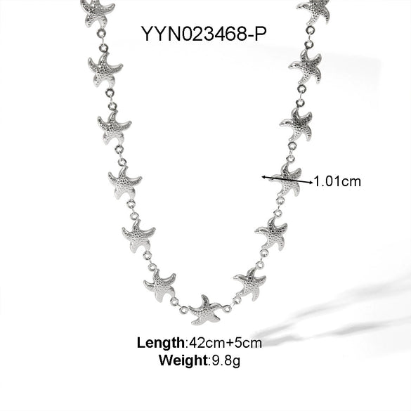 Titanium Steel Jewelry Conch Sea Star Necklace With Heart Shape And Animal Zodiac Pattern Electroplated Light Luxury Niche Design Neck Chain No Fade