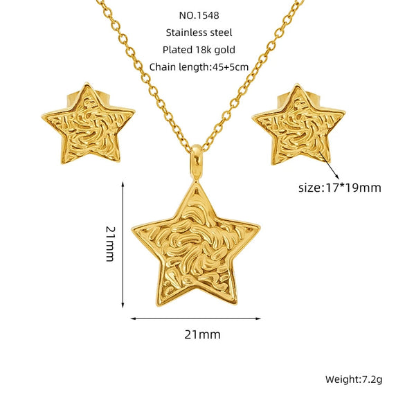Titanium Steel Jewelry Earrings Necklaces Combination Square Round Love Irregular Pattern Electroplating Cross Chain Style For Women