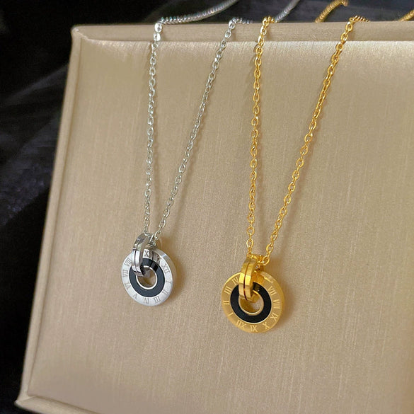 Titanium Steel Jewelry Electroplating Geometric Cartoon Plant Flowers Ring Necklace Accessories