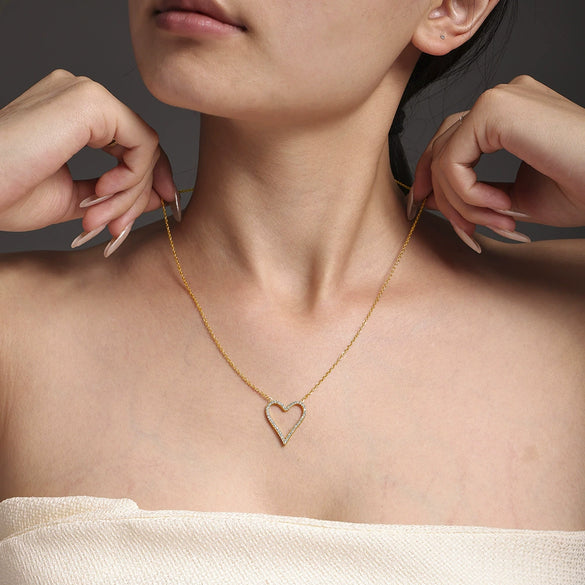 316L Stainless Steel Jewelry Electroplating Personality Geometric Peach Heart Necklace Bracelet For Women