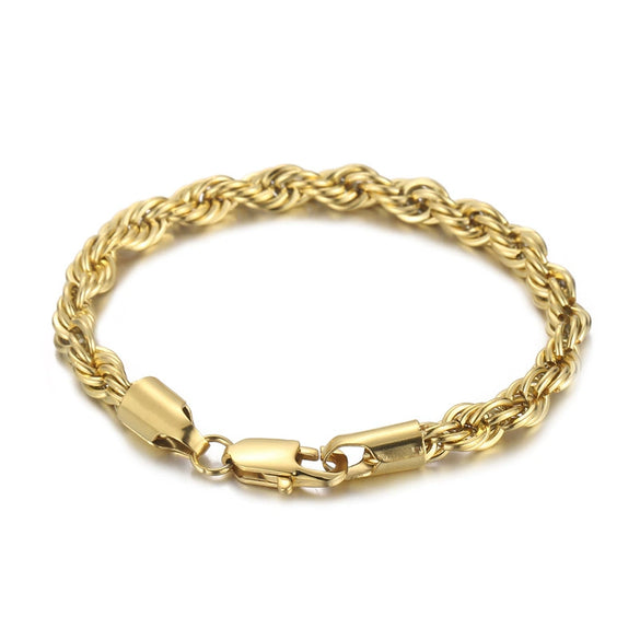 Titanium Steel Jewelry 18K Gold Twocolor Twist Chain Unisex Stainless Steel Bracelet Bracelet  Sales